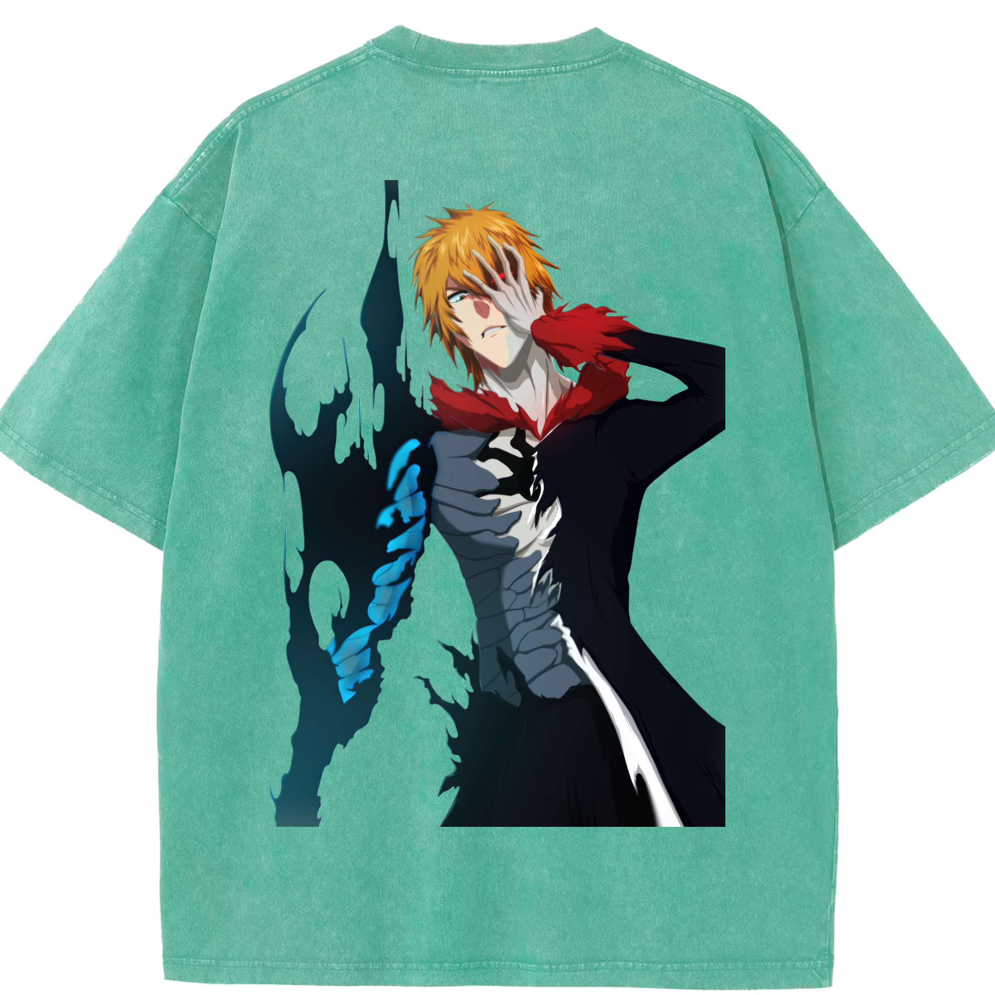 （画像用） ブリーチ 黒崎一護（くろさき いちご）BLEACH Kurosaki Ichigo 綿100% ヴィンテージ風 半袖Tシャツ（背面プリント）
